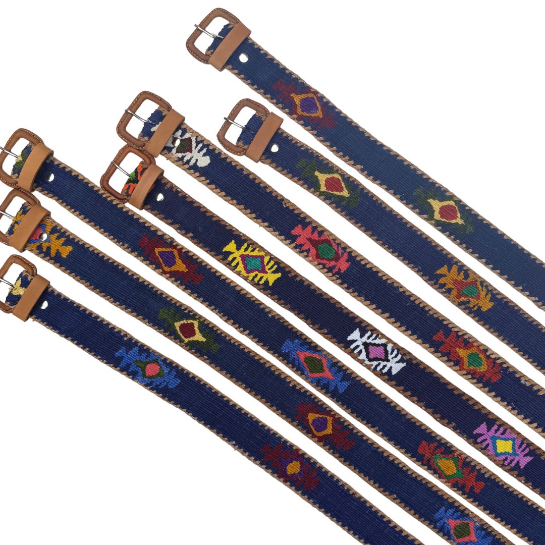Navy Handwoven Guatemalan Whip-Stitched Belt – Intertwined