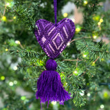 Handmade Christmas Ornament - Purple Heart with Tassel