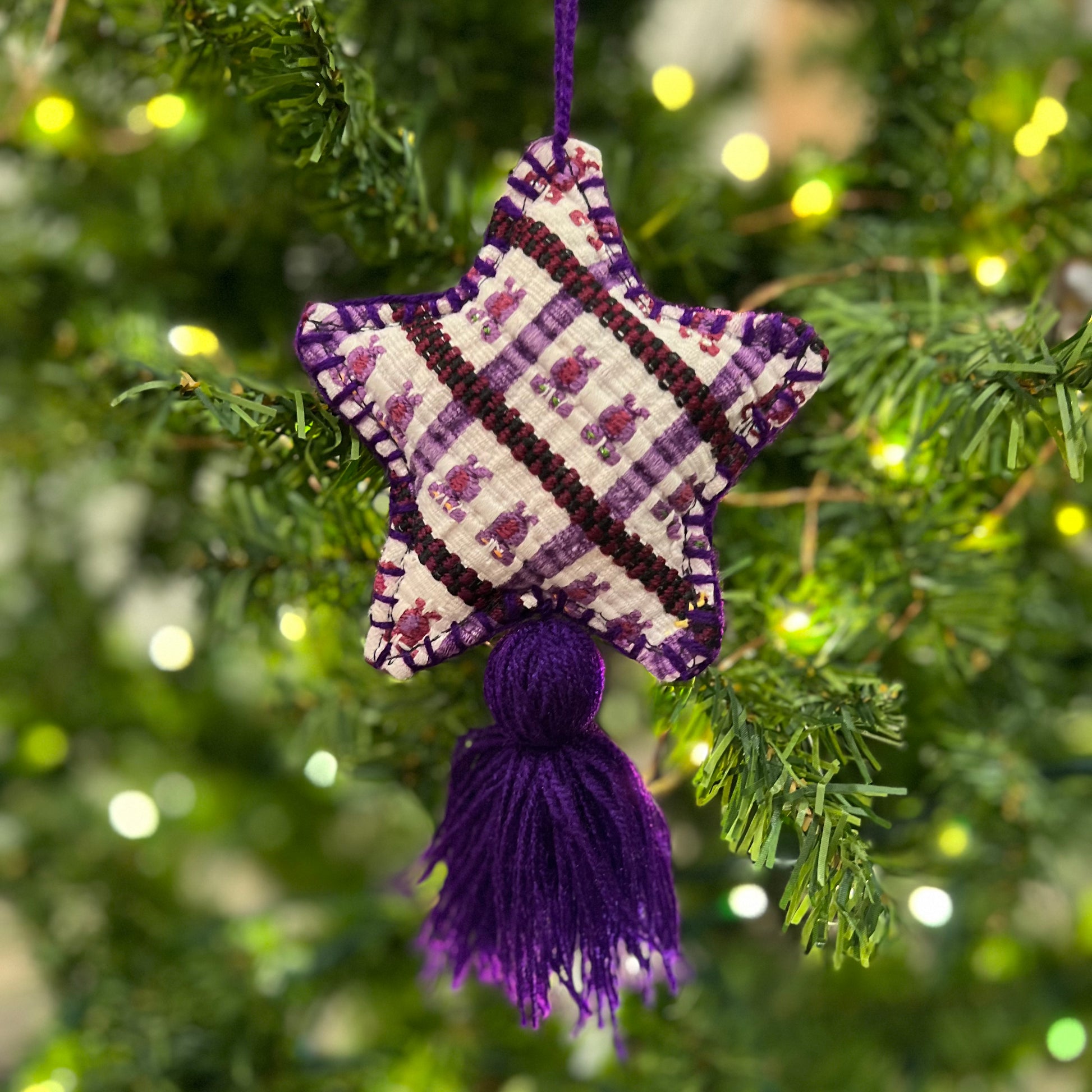 Handmade Christmas Ornament - Purple Star with Tassel