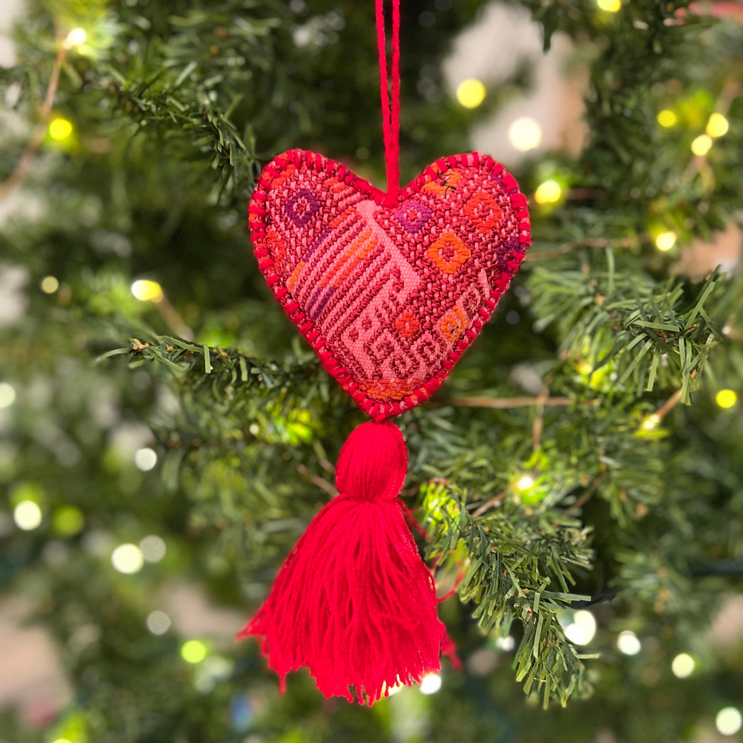 Handmade_Christmas_Ornament_-_Red_Pink Heart with Tassel