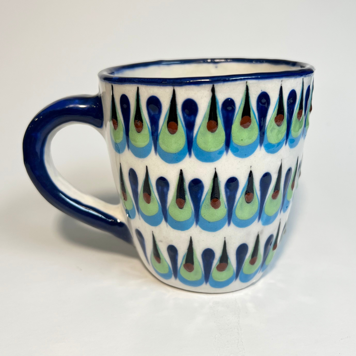 Handpainted Mug made in Guatemala; teardrop pattern