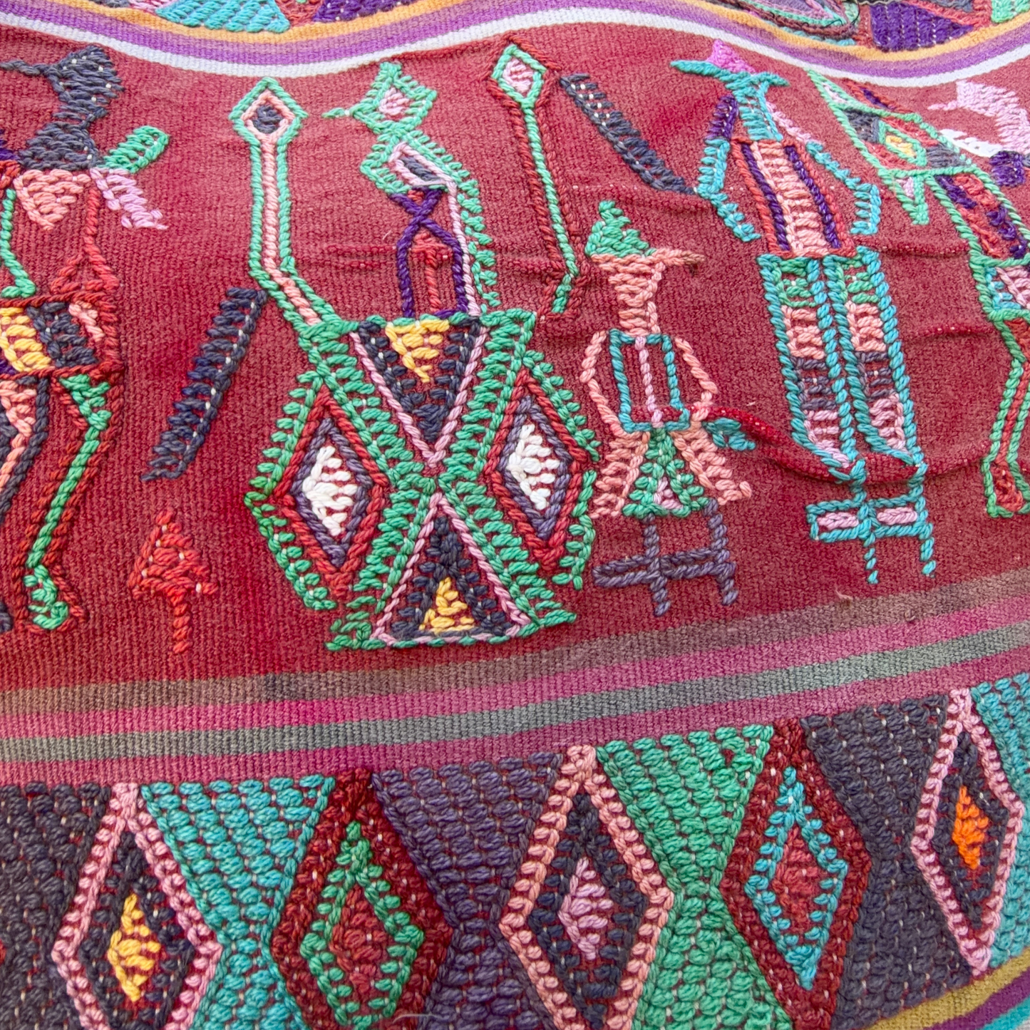 Huipil Bucket Bag - Handcrafted Vintage Mayan Textile & Leather Tote