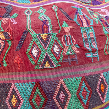 Huipil Bucket Bag - Handcrafted Vintage Mayan Textile & Leather Tote