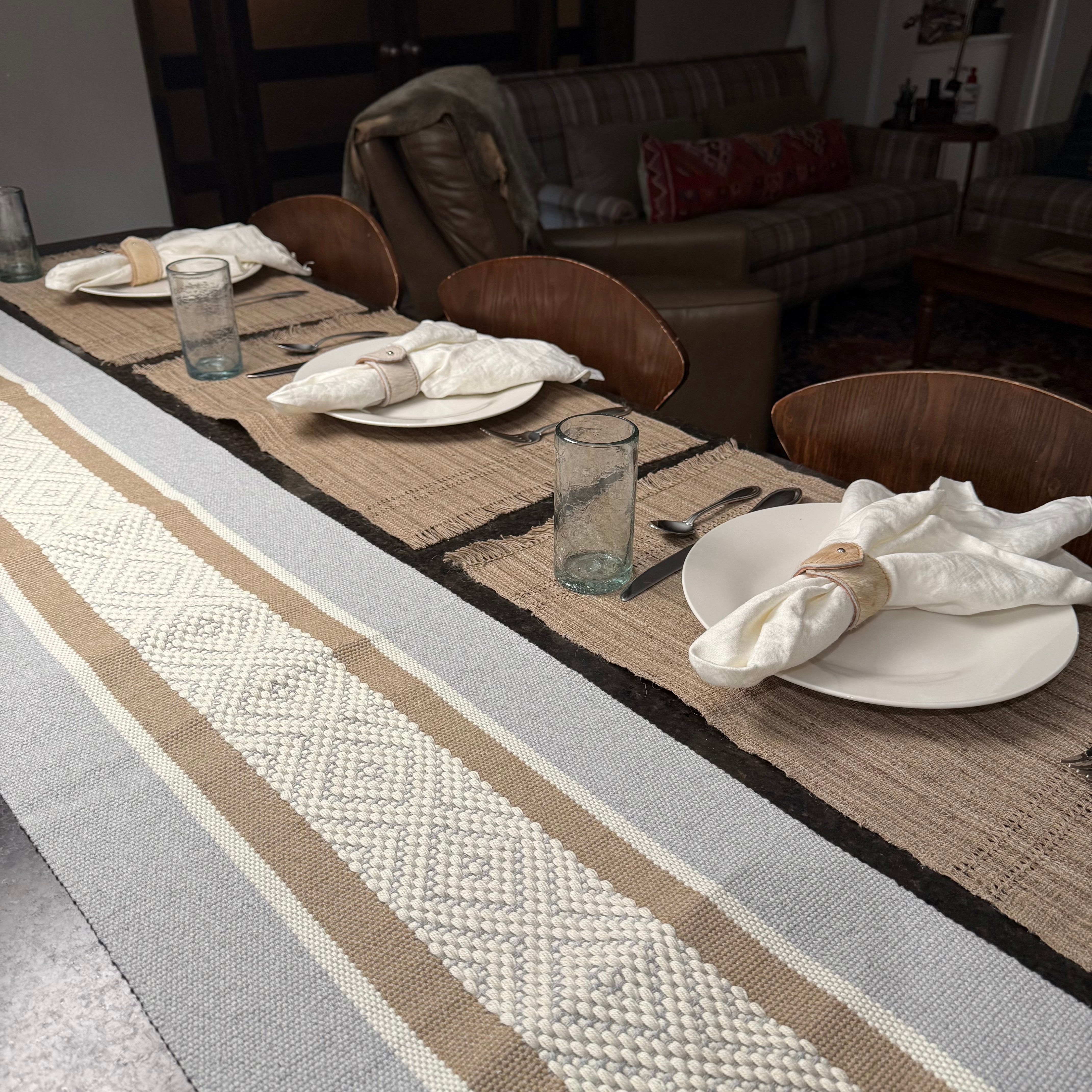 Handwoven Cotton Table Runner made in Oaxaca Mexico 