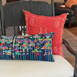 Embroidered Huipil & Handwoven Cotton Throw Pillow Cover