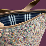 Huipil Bucket Bag - Handcrafted Vintage Mayan Textile & Leather Tote