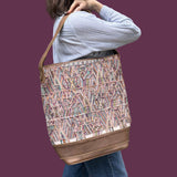 Huipil Bucket Bag - Handcrafted Vintage Mayan Textile & Leather Tote