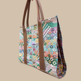 Handwoven Vintage Huipil Leather Tote