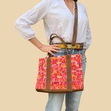 Handwoven Vintage Huipil Leather Tote