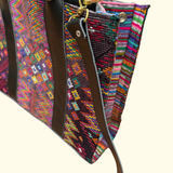 Handwoven Vintage Huipil Leather Tote