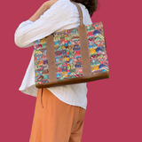Handwoven Vintage Huipil Leather Tote