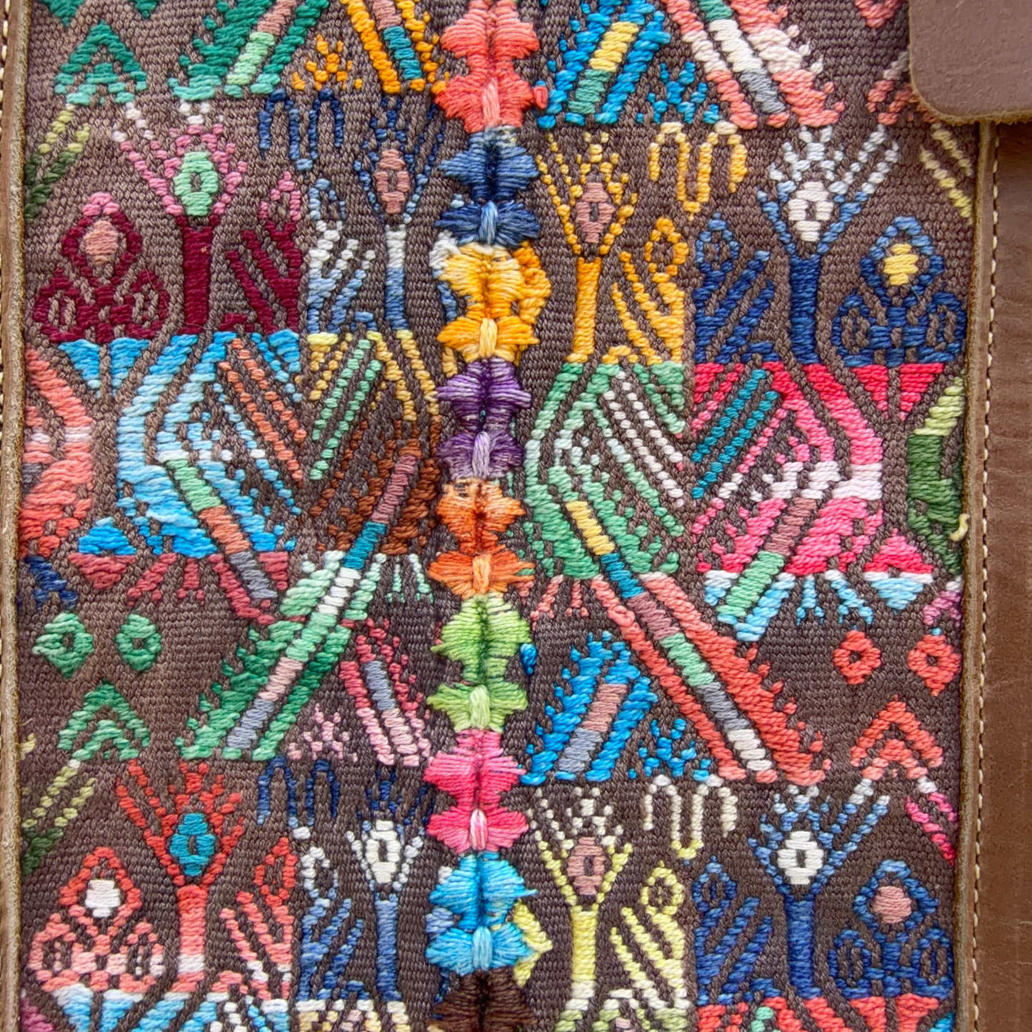 Handwoven Vintage Huipil Leather Tote