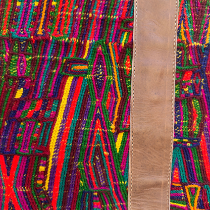 Handwoven Vintage Huipil Leather Tote