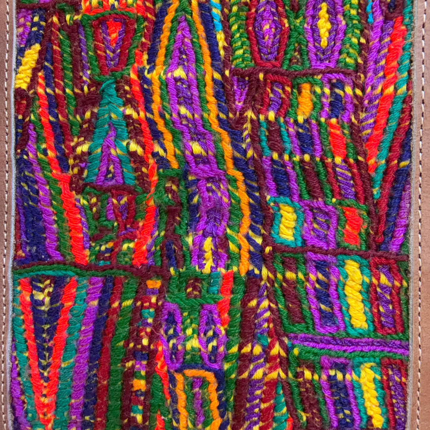 Handwoven Vintage Huipil Leather Tote