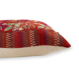 Embroidered Huipil & Handwoven Cotton Throw Pillow Cover