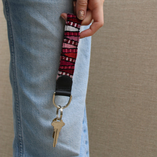 Pink Handwoven Key Chain