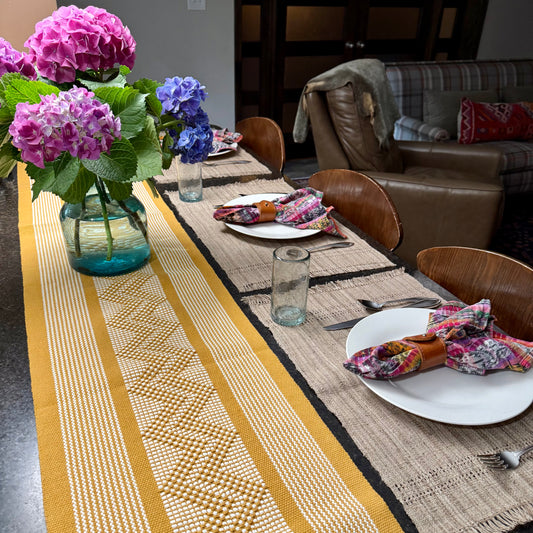 Handwoven Cotton Table Runner - Made in Oaxaca, Mexico