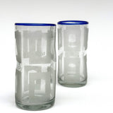 Handblown Etched Juice Glass, Set of 2
