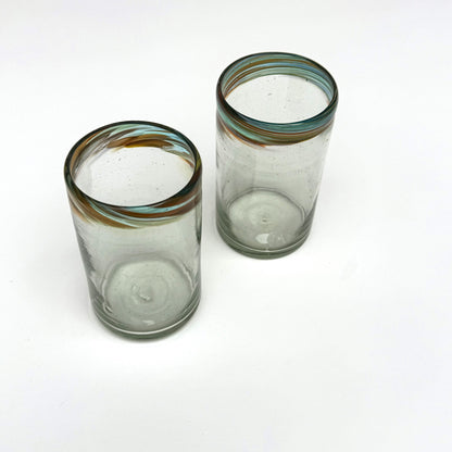 Handblown Water Glass with Confetti Rim, Set of 2
