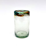Handblown Water Glass with Confetti Rim, Set of 2
