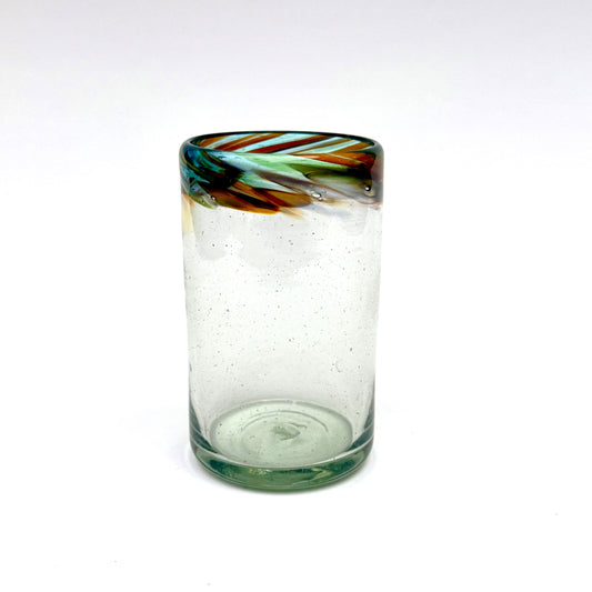 Handblown Water Glass with Confetti Rim, Set of 2