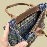 Handwoven Vintage Huipil Leather Tote