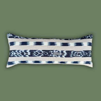 Jaspe Lumbar Throw Pillow Cover(Cream-Blue)