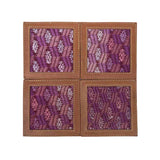 Huipil & Leather Coasters - Plum