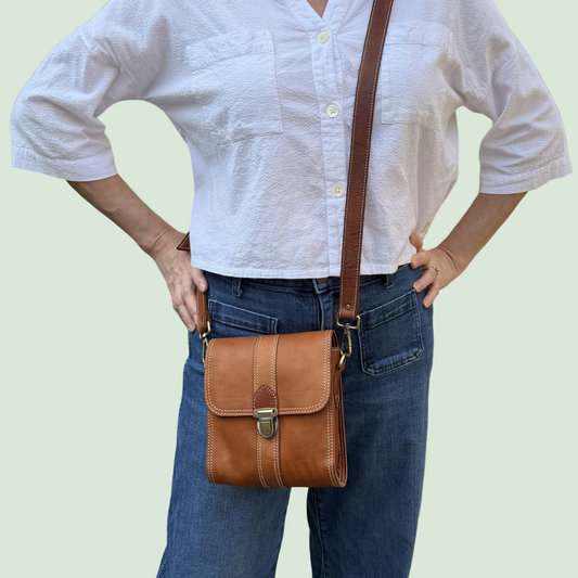 Leather Mini Crossbody (Natural)