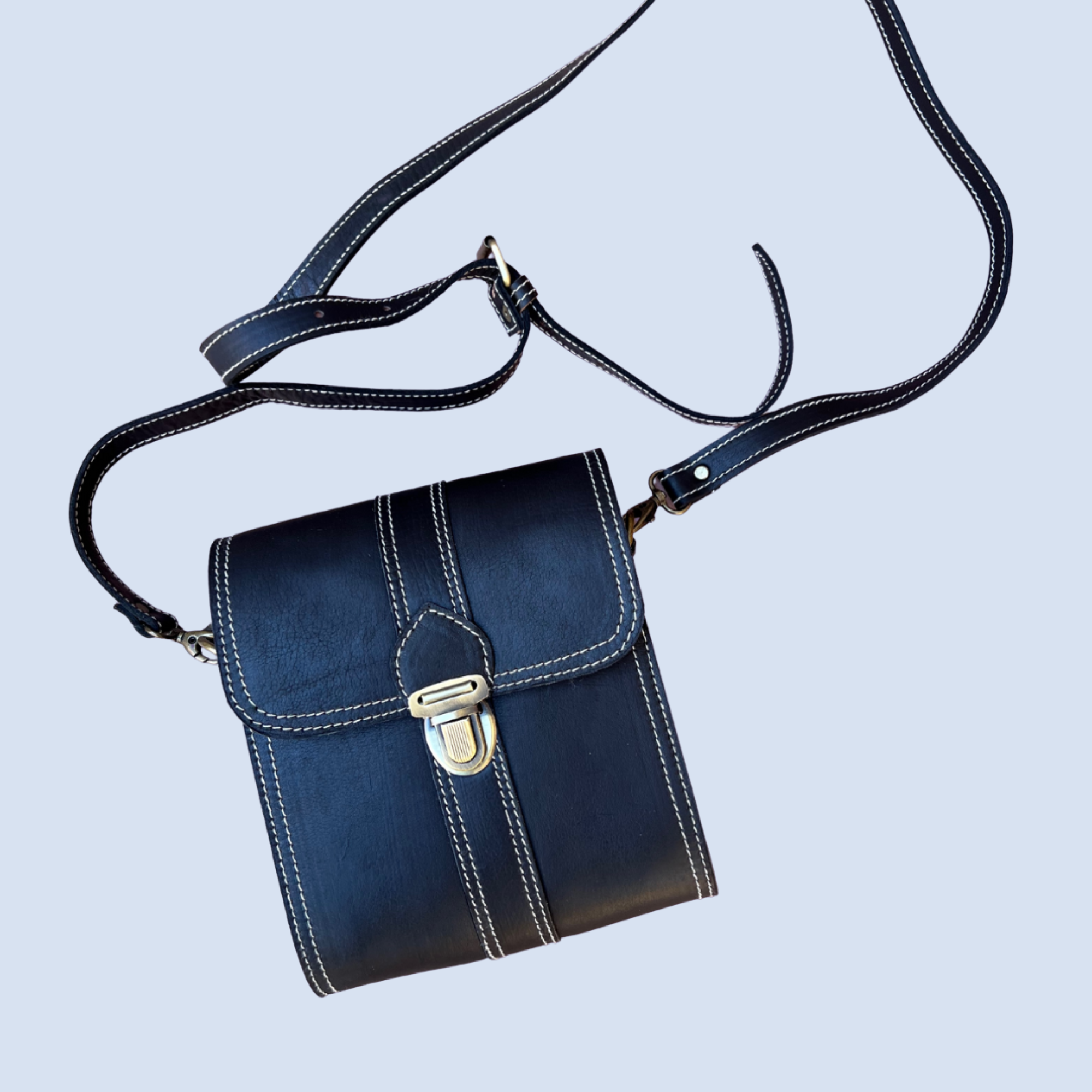 Leather Mini Crossbody (Black)