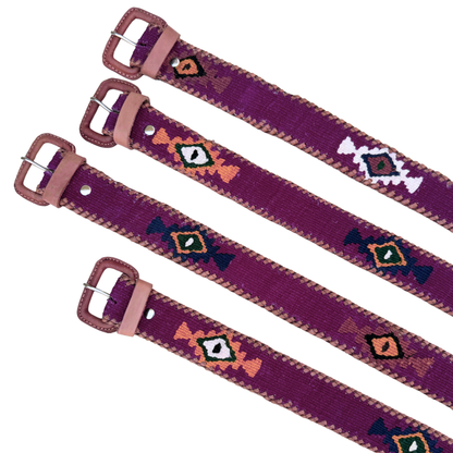 Maroon-Burgundy Handwoven Guatemalan Whip-Stitched Belt