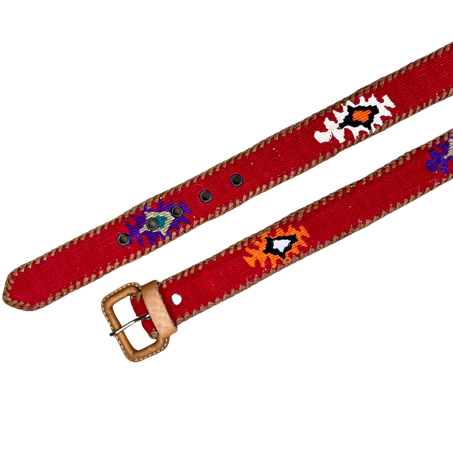 Red Handwoven Guatemalan Whip-Stitched Belt