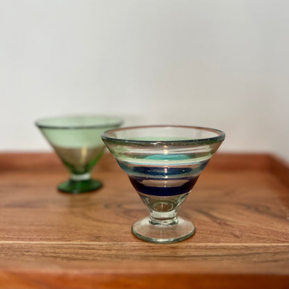 Handblown Striped Martini/Margarita Glasses, Set of 2