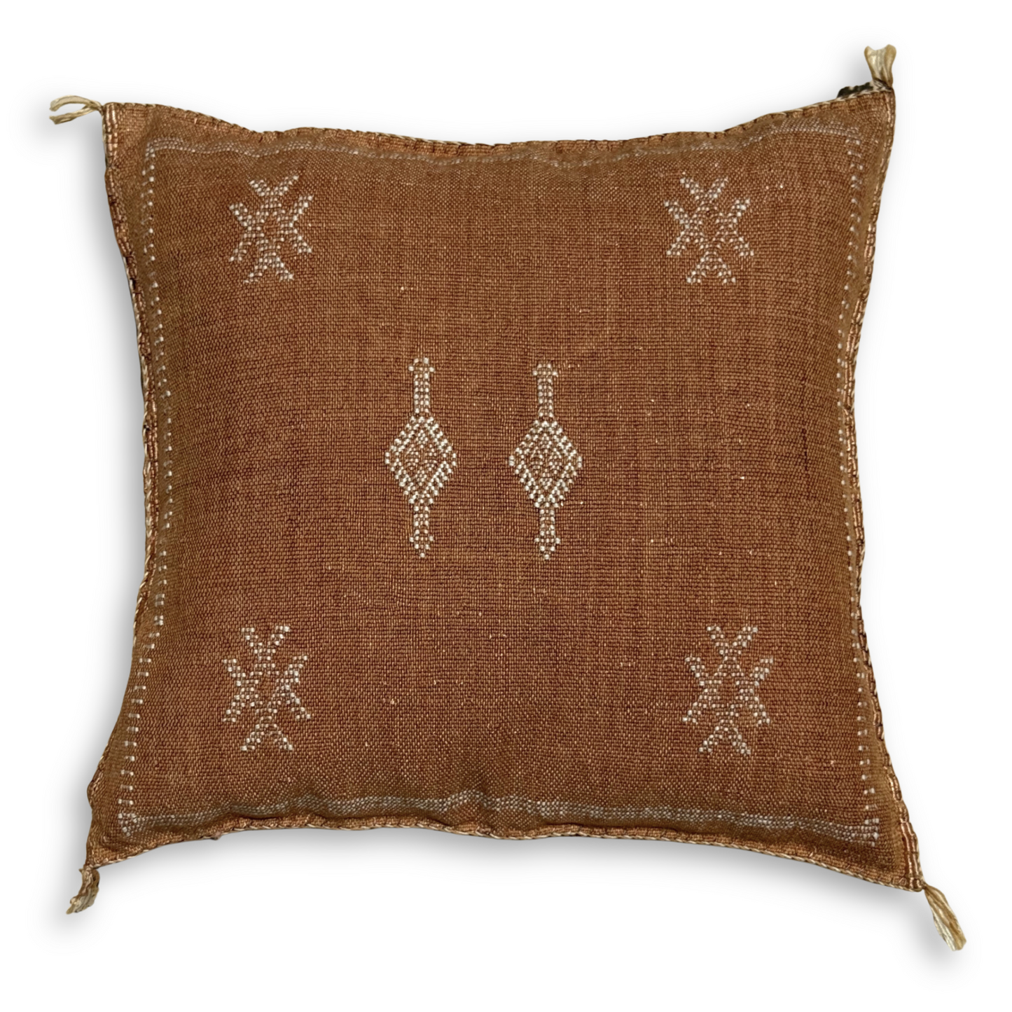Muted Terra Cotta Sabra Cactus Silk Kilim Pillow Cover | Handwoven Moroccan Home Decor