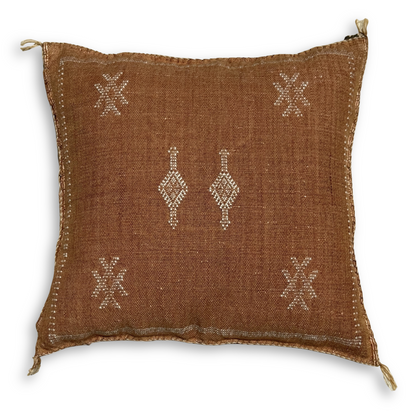 Muted Terra Cotta Sabra Cactus Silk Kilim Pillow Cover | Handwoven Moroccan Home Decor