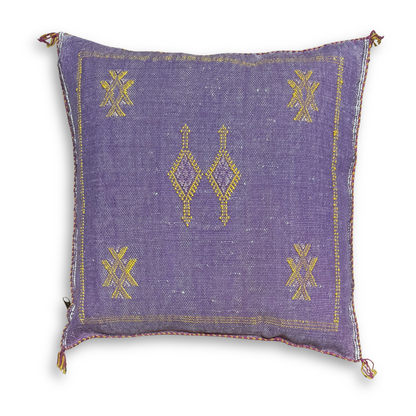 Purple Sabra Cactus Silk Kilim Pillow Cover | Handwoven Moroccan Home Decor