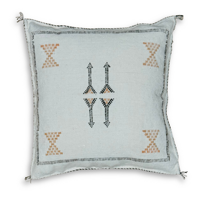 Ivory Sabra Cactus Silk Kilim Pillow Cover | Handwoven Moroccan Home Decor