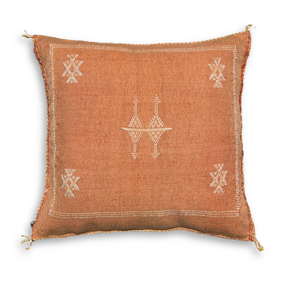 Peach Sabra Cactus Silk Kilim Pillow Cover | Handwoven Moroccan Home Decor