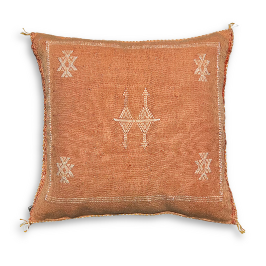 Peach Sabra Cactus Silk Kilim Pillow Cover | Handwoven Moroccan Home Decor