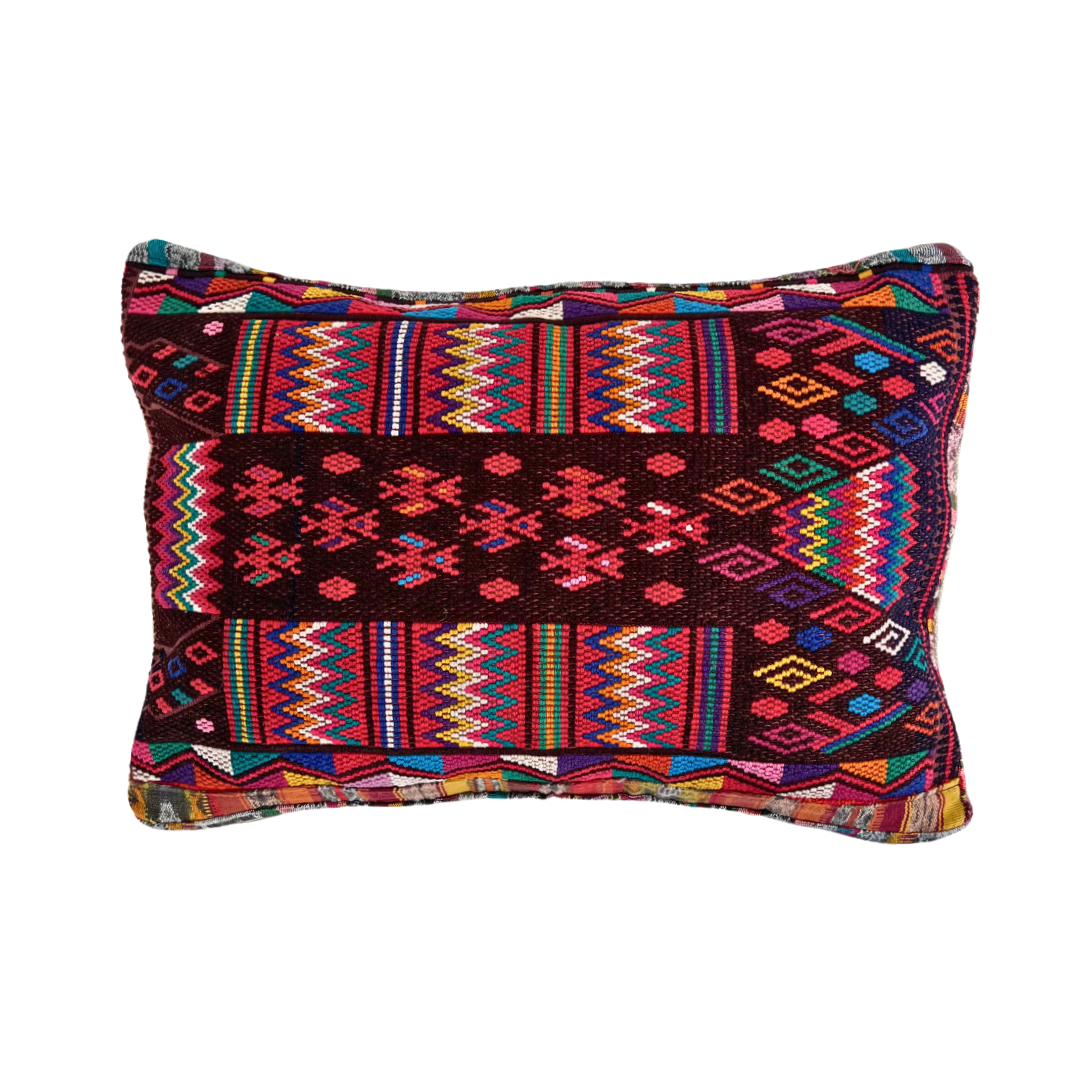 Multicolor Huipil and Hemp pillow on a white background - Intertwined: Handmade for Good