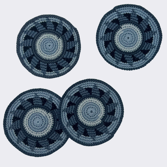 Grey & Black Crocheted Coasters, Set of 4