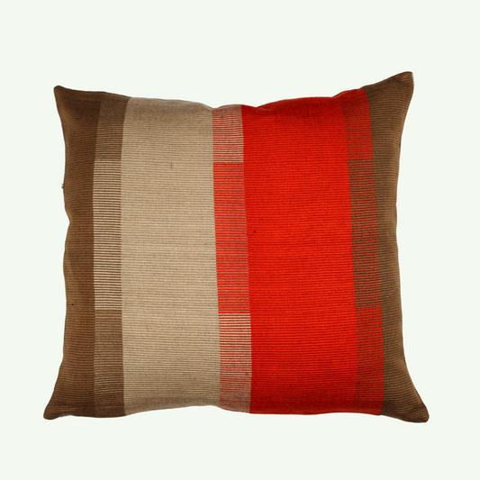 Handwoven Color Block & Hemp Pillow