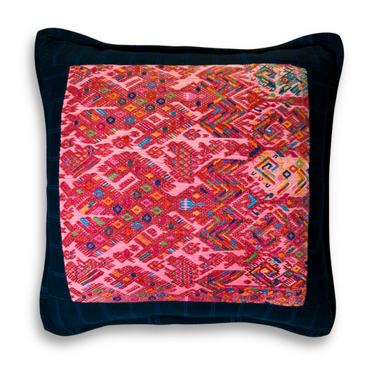 Embroidered Huipil & Handwoven Corte Throw Pillow Cover