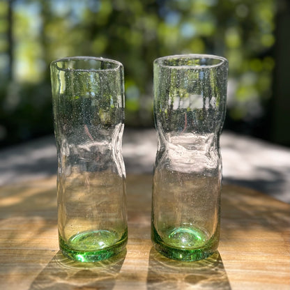 Handblown Green Highball Glasses, Set of 2