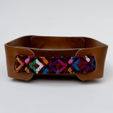 Leather Valet Tray with Huipil Accent