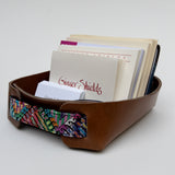 Leather Valet Tray with Huipil Accent