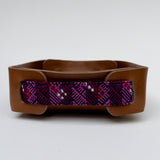 Leather Valet Tray with Huipil Accent