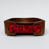 Leather Valet Tray with Huipil Accent