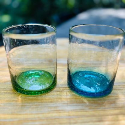 Handblown Green Old Fashioned Glasses, Set of 2