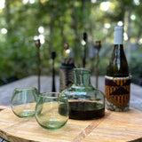 Handblown Green Stemless Wine Glasses, Set of 2